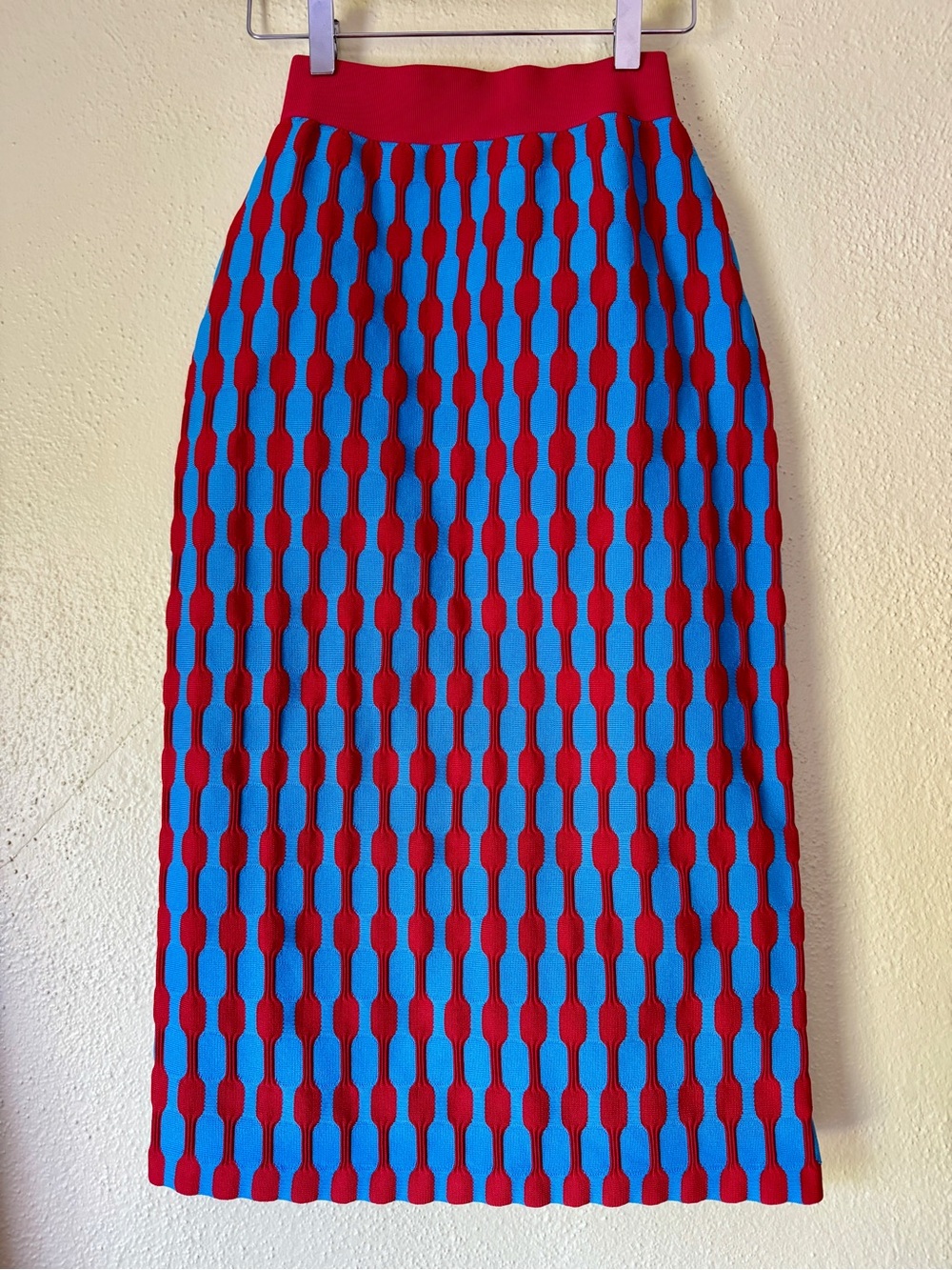 Tory Burch Bubble Stripe Pencil Skirt in Maraschino Red and Candy Blue NWOT